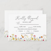 水彩ワイルドフラワーボタニカルエントリの選択 出欠カード (正面/裏面)