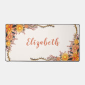 水彩ワイルドフラワーボホイエローオレンジパーソナル デスクマット (正面)