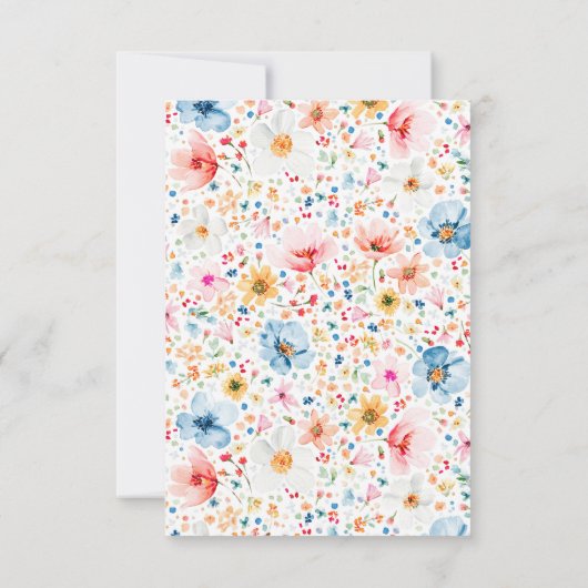 水彩ワイルドフラワーボホ日付を保存 セーブザデート (裏面)