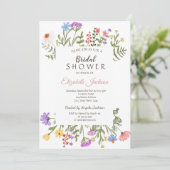 水彩ワイルドフラワーメドウブライダルシャワー 招待状 (スタンド正面)