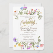 水彩ワイルドフラワーメドウ 招待状 (正面)