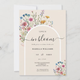 水彩ワイルドフラワーモダンブライダルシャワー 招待状