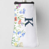 水彩ワイルドフラワーモノグラム ゴルフヘッドカバー (回転90)