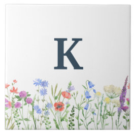 水彩ワイルドフラワーモノグラム タイル