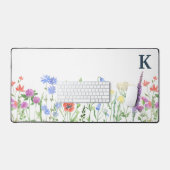 水彩ワイルドフラワーモノグラム デスクマット (キーボード&マウス)