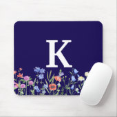 水彩ワイルドフラワーモノグラム マウスパッド (マウス)