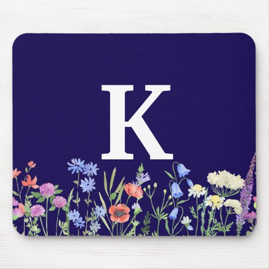 水彩ワイルドフラワーモノグラム マウスパッド (正面)