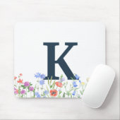 水彩ワイルドフラワーモノグラム マウスパッド (マウス)