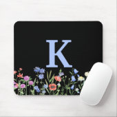 水彩ワイルドフラワーモノグラム マウスパッド (マウス)