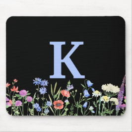 水彩ワイルドフラワーモノグラム マウスパッド