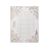 水彩ワイルドフラワーライトピンク週間プランナー ノートパッド (回転)