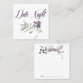 水彩ワイルドフラワーラベンダーデイトナイトカード スクエア名刺 (正面/裏面)