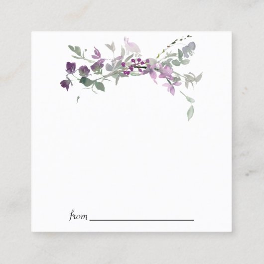 水彩ワイルドフラワーラベンダーデイトナイトカード スクエア名刺