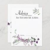 水彩ワイルドフラワーラベンダーフローラアドバイスカード (正面/裏面)