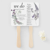 水彩ワイルドフラワーラベンダーフローラ ハンドファン (正面&裏面)