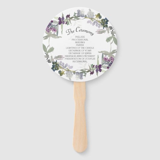 水彩ワイルドフラワーラベンダーフローラ ハンドファン (裏面)