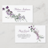 水彩ワイルドフラワーラベンダーフローラ 名刺 (正面/裏面)