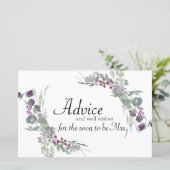 水彩ワイルドフラワーラベンダーブライダルアドバイスカード (スタンド正面)