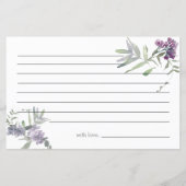 水彩ワイルドフラワーラベンダーブライダルアドバイスカード (裏面)