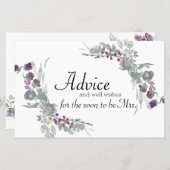 水彩ワイルドフラワーラベンダーブライダルアドバイスカード (正面/裏面)