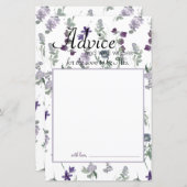 水彩ワイルドフラワーラベンダーブライドアドバイスカード (正面/裏面)