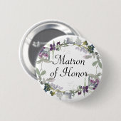 水彩ワイルドフラワーラベンダーマトロンの名誉 缶バッジ (正面&裏面)