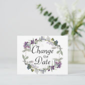 水彩ワイルドフラワーラベンダー日付の変更 ポストカード (スタンド正面)