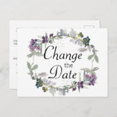 水彩ワイルドフラワーラベンダー日付の変更 ポストカード (正面/裏面)