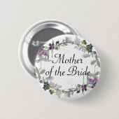 水彩ワイルドフラワーラベンダー母の花嫁 缶バッジ (正面&裏面)