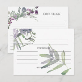 水彩ワイルドフラワーラベンダー結婚のレシピカード ノートカード