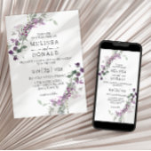 水彩ワイルドフラワーラベンダー結婚ズ 招待状