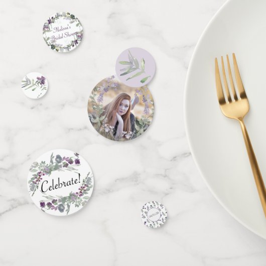 水彩ワイルドフラワーラベンダー コンフェッティ (グループ)