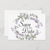 水彩ワイルドフラワーラベンダー セーブザデート (正面/裏面)
