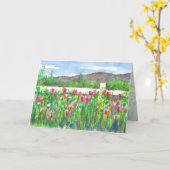 水彩ワイルドフラワーランドスケープハッピーバースデー カード (黄色い花)