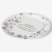 水彩ワイルドフラワーリタイアメントパーティー ペーパープレート (アングル)