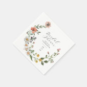 水彩ワイルドフラワーリーススクリプトブライダルシャワー スタンダードカクテルナプキン (角)
