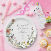 水彩ワイルドフラワーリーススクリプトブライダルシャワー ペーパープレート (パーティー)