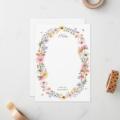 水彩ワイルドフラワーリースビーパーソナライズされた名 ノートカード (正面/裏面インサイチュ)