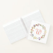 水彩ワイルドフラワーリースフレームモノグラム ノートブック (内部)