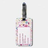 水彩ワイルドフラワーリースモノグラム名前をカスタムする ラゲッジタグ (裏面縦)