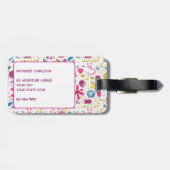 水彩ワイルドフラワーリースモノグラム名前をカスタムする ラゲッジタグ (裏面横)