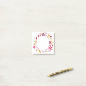 水彩ワイルドフラワーリース ポストイット (デスク上)