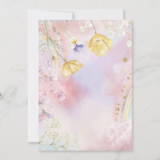 水彩ワイルドフラワーレインボー誕生日 招待状 (裏面)