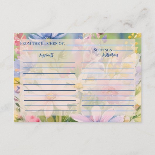 水彩ワイルドフラワーレシピエンクロージャカード エンクロージャーカード (正面)