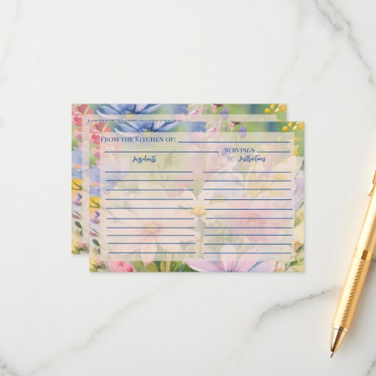 水彩ワイルドフラワーレシピエンクロージャカード エンクロージャーカード (正面/裏面インサイチュ)