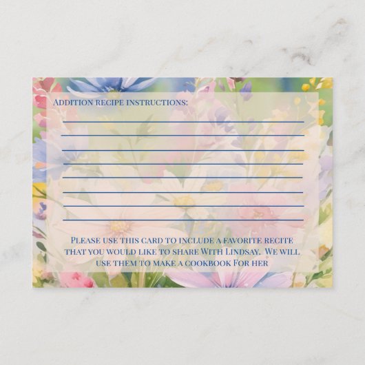 水彩ワイルドフラワーレシピエンクロージャカード エンクロージャーカード (裏面)