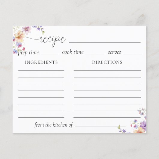 水彩ワイルドフラワーレシピカード (正面)