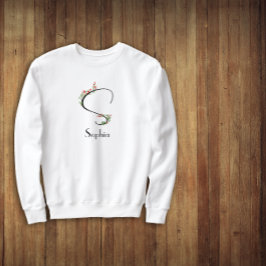 水彩ワイルドフラワーレターS黒 スウェットシャツ