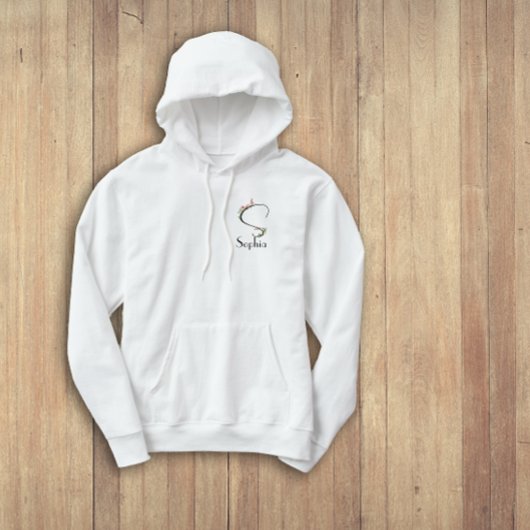 水彩ワイルドフラワーレターS黒 パーカ