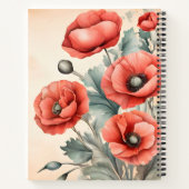 水彩ワイルドフラワーレッドポピー夏 ノートブック (裏面)